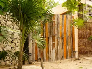 Entrance to beach club in Tulum