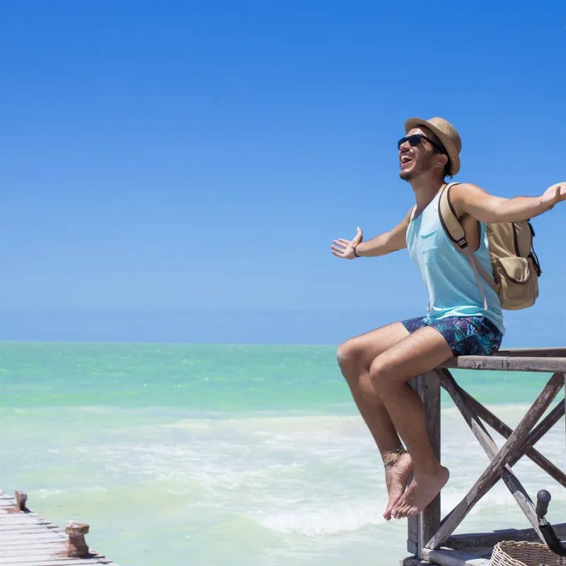 Solo traveler, enjoying the beach