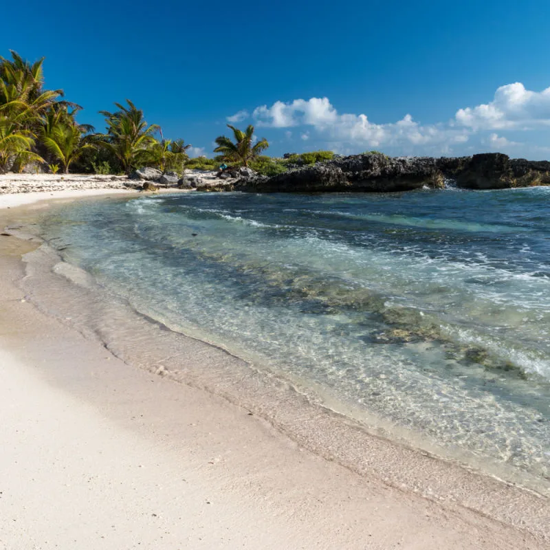 Crystal clear water in Isla Mujeres shoreline 