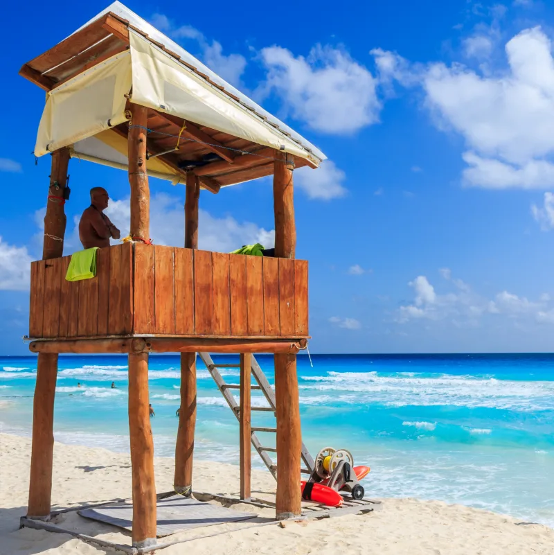 Lifeguard tower on Cancun beach