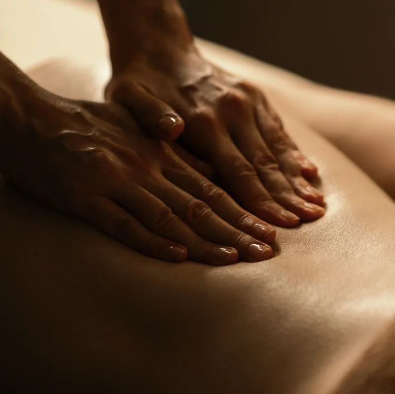 A persons back being massaged