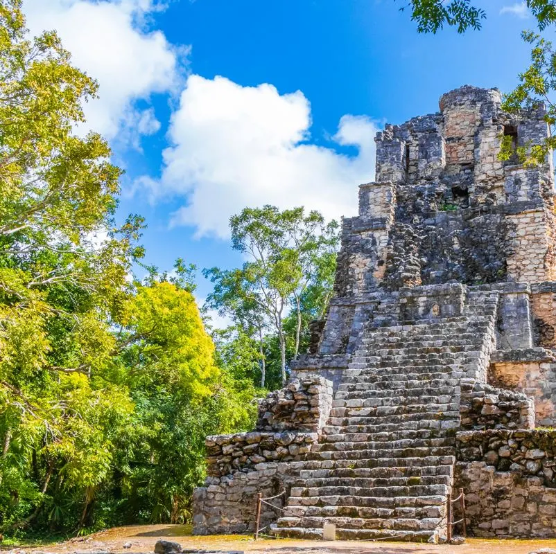 Mayan ruins in the Mexican jungle