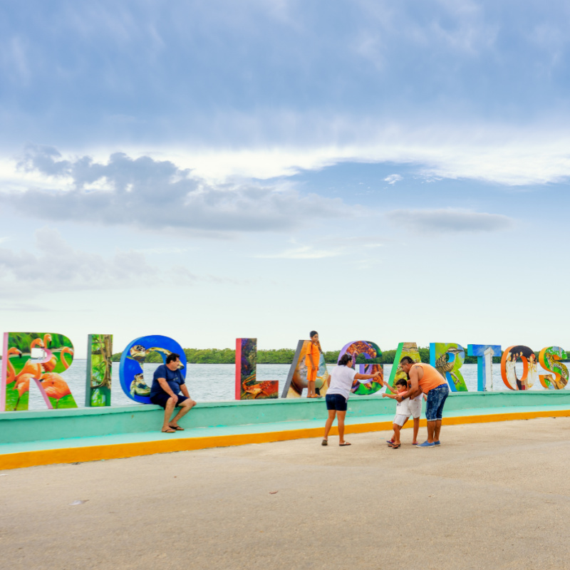 Rio Lagartos sign in Mexico