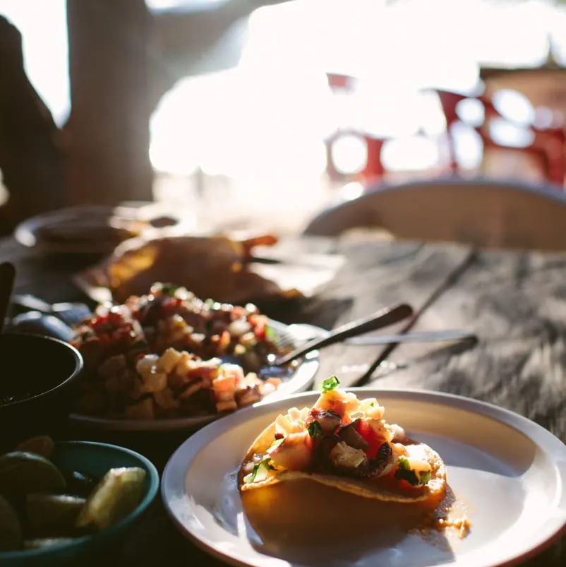 Tacos on a table in the riviera maya