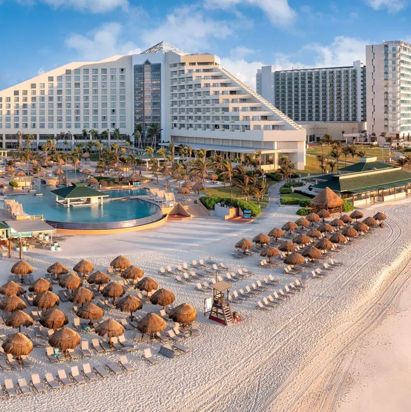 aerial photo of hotel in cancun