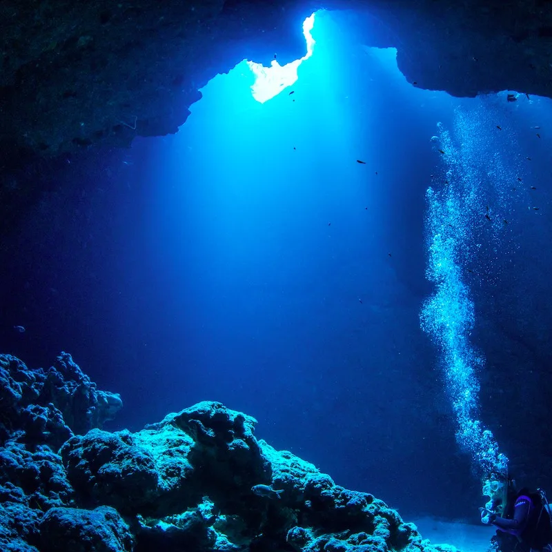 Sunbeam into the cave.