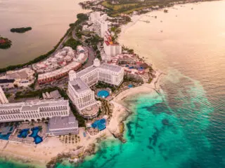 Aerial view of the beach in Cancun