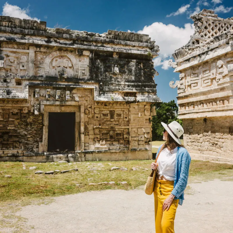 Solo traveler exploring Chichen Itza