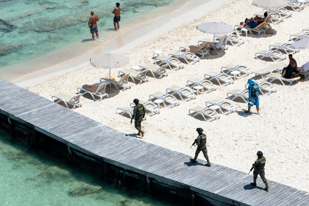 Police on Cancun beach