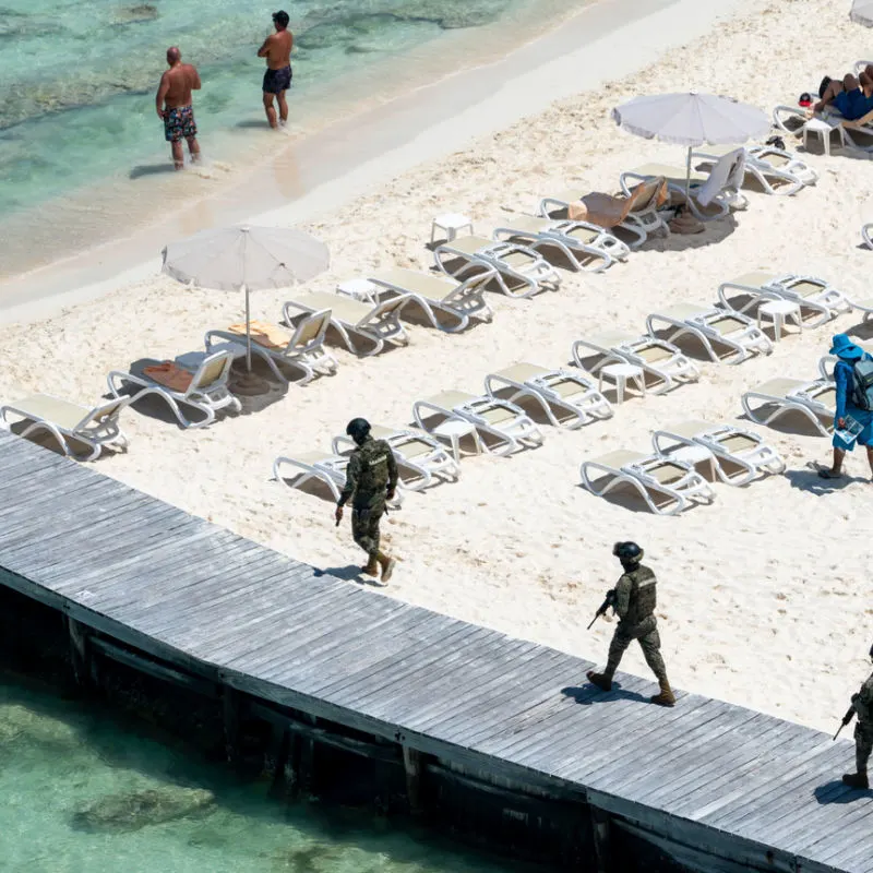 Cancun police on beach