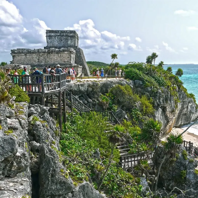 Aerial view of tulum historical site