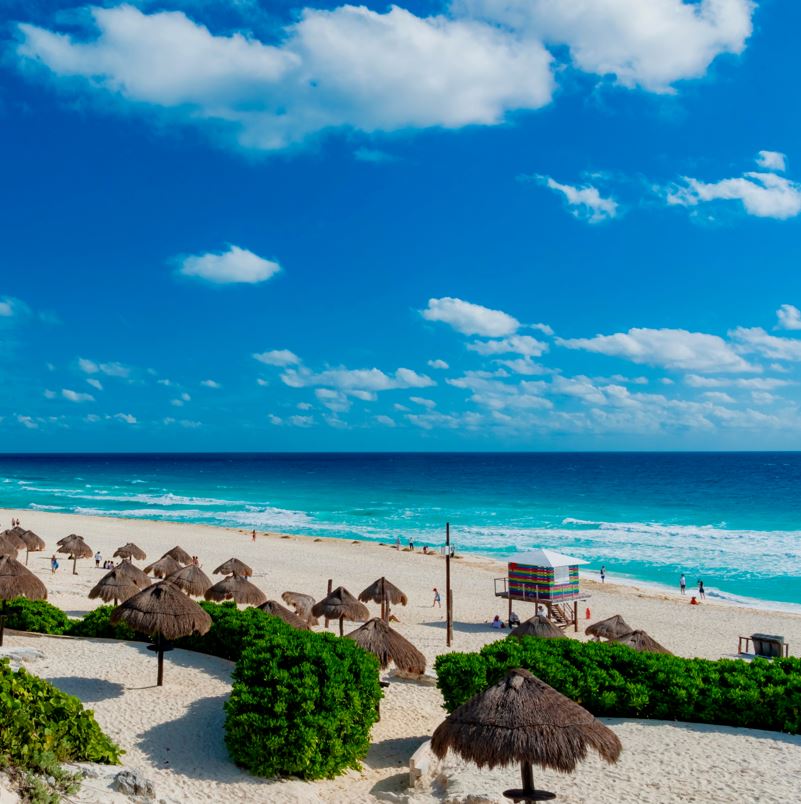 Beach view of cancun mexico