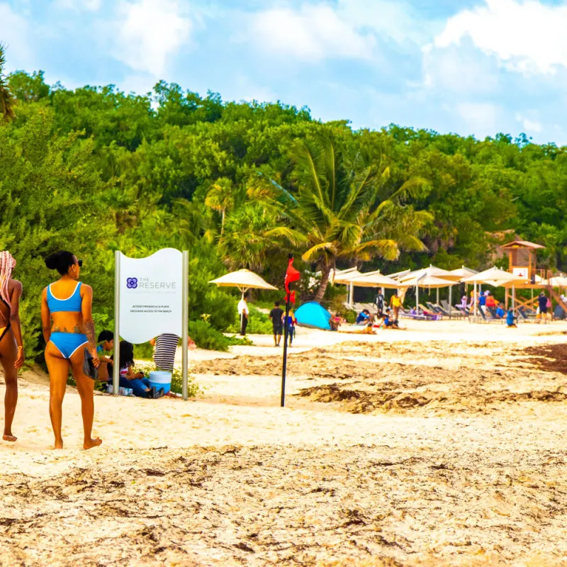 Beachgoers in a Playa del Carmen beach 