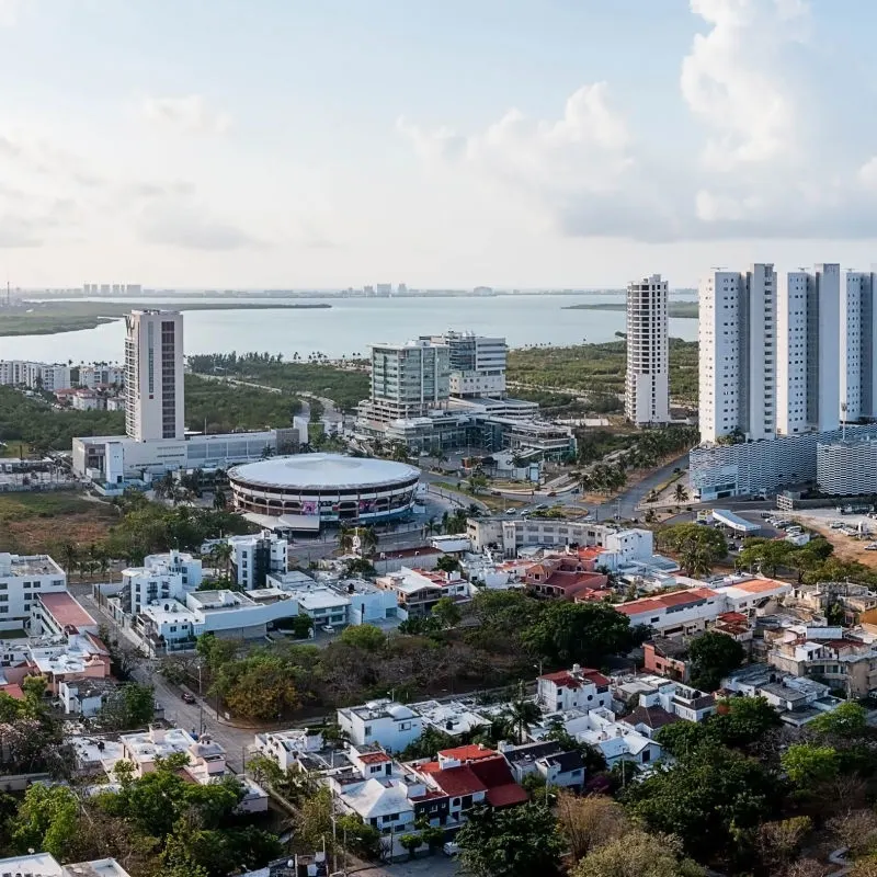 Aerial view of Cancun's downtown area