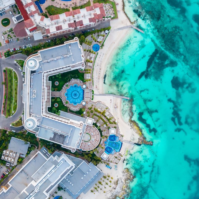 cancun resort from above