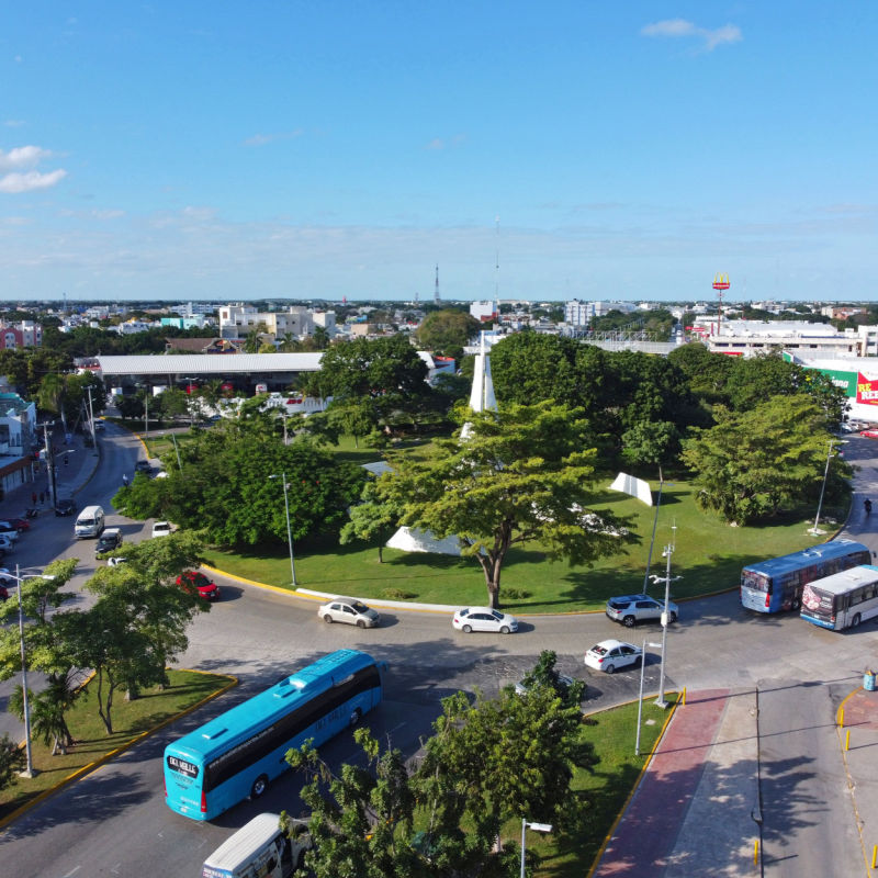 Aerial view of a Cancun district downtown 