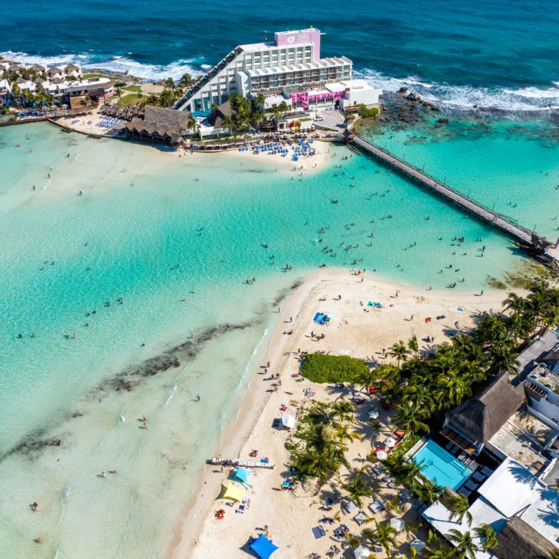 View of the resorts at the North beach in Isla Mujeres, Cancun