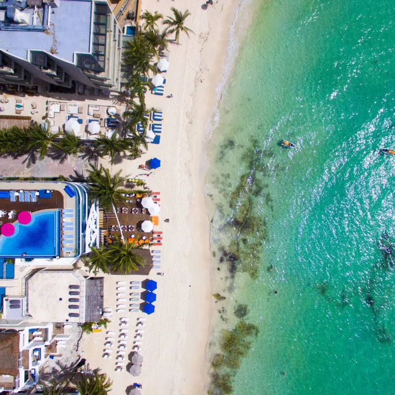 Bird's eye view of Playa del Carmen resorts 