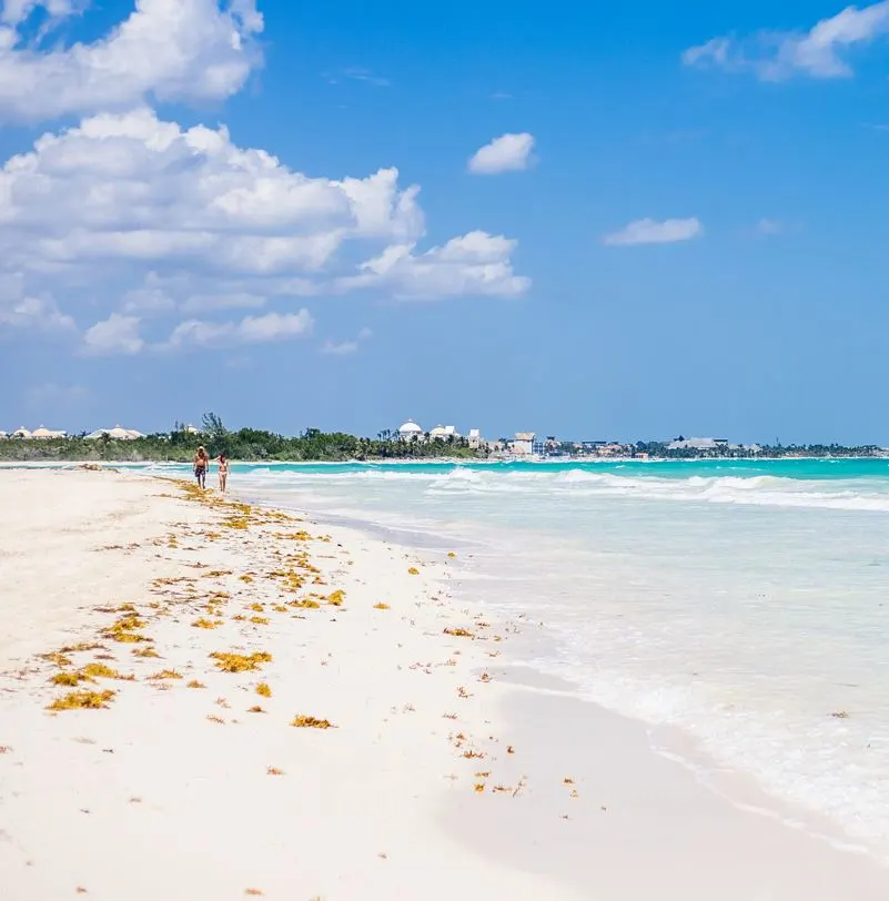 Punta maroma beach in the Riviera Maya with few people 