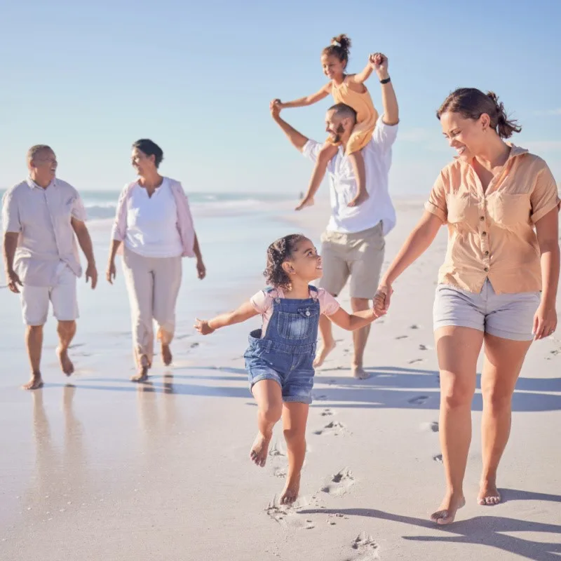 Family on a Mexican Caribbean Beach in Cancun, Mexico