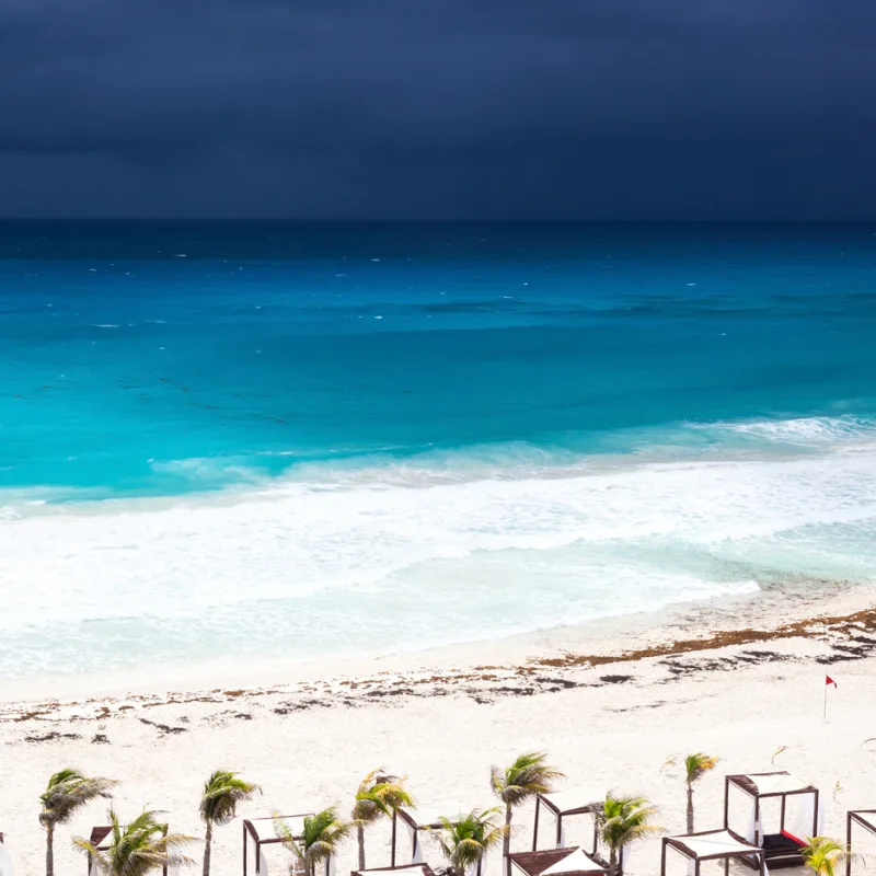 gloomy weather on beach in cancun