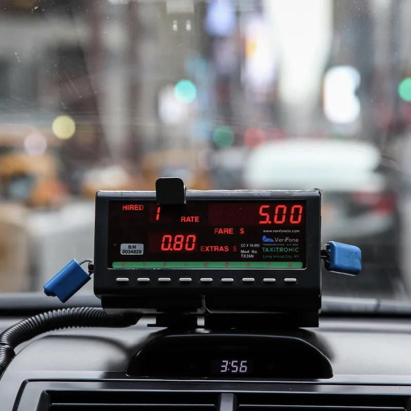 taxi meter in taxi