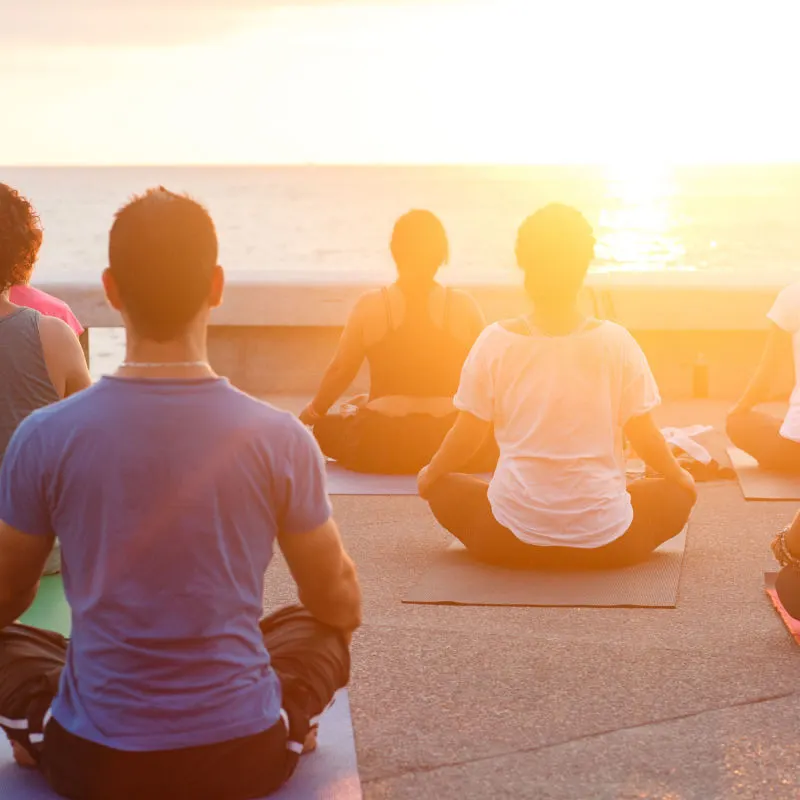 people meditating