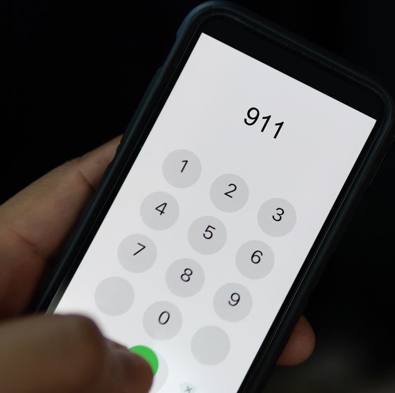 911 dialled on a phone
