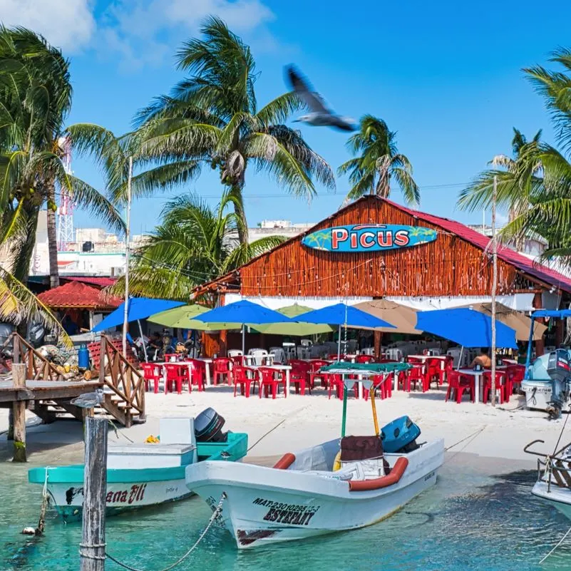 Boat ramp and restaurant located on Isla Mujeres