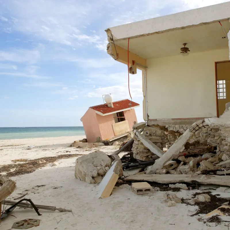 Destroyed house after Hurricane in Cancun