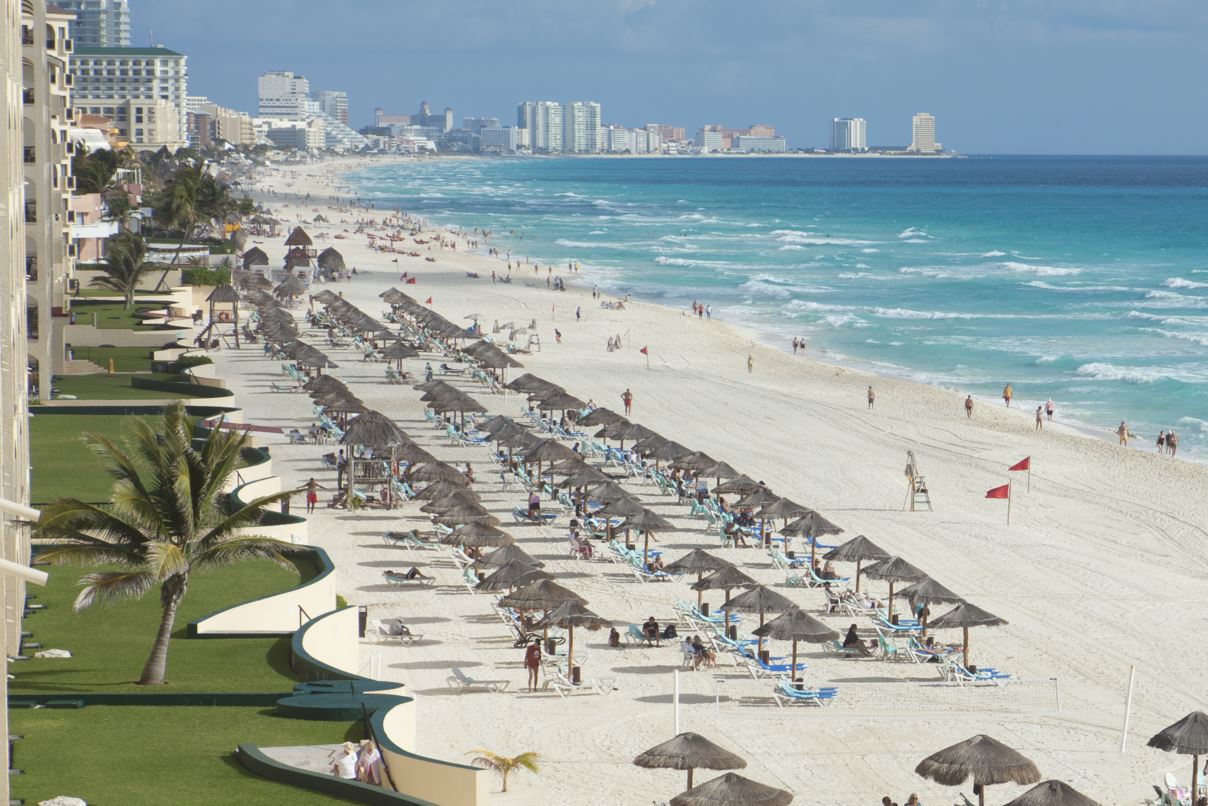 Aerial view of Cancun Beach