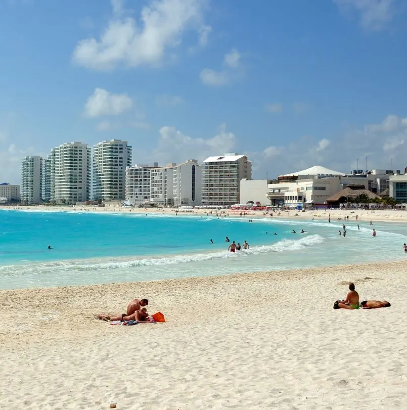 Cancun tourists on the beach