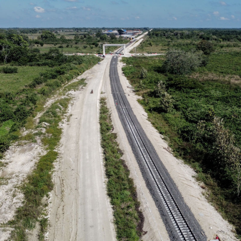 Overview of the Maya Train tracks in the Mexican Caribbean 