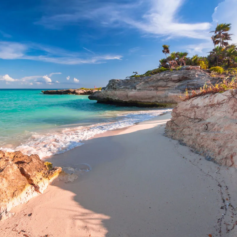 Amazing beach of Playa Del Carmen in Caribbean sea 