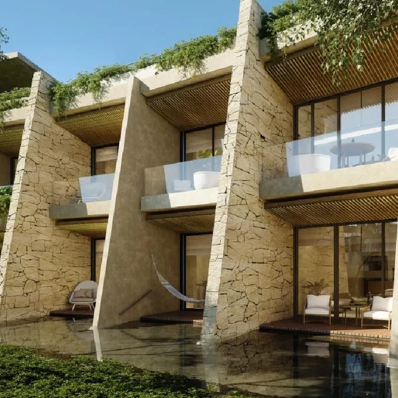 Outdoor view of the modern design in the Tulum Secrets Resort