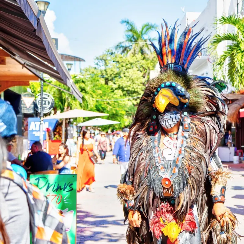 Busy 5th Avenue in Playa del Carmen