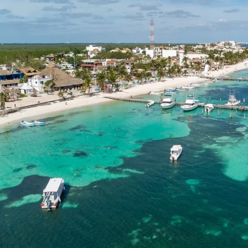 View of the Caribbean Sea in Puerto Morelos, Mexico