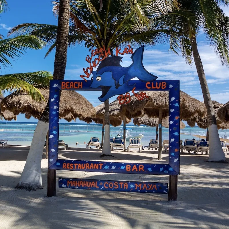 mahahual beach sign chetumal