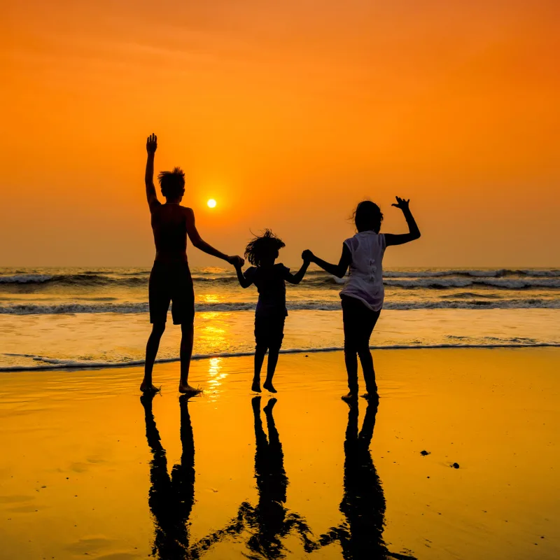 family at sunset