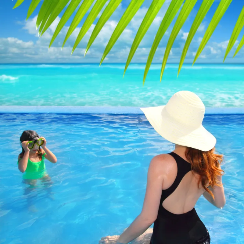 Family in Cancun Pool