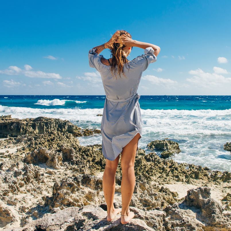 woman on beach in cancun