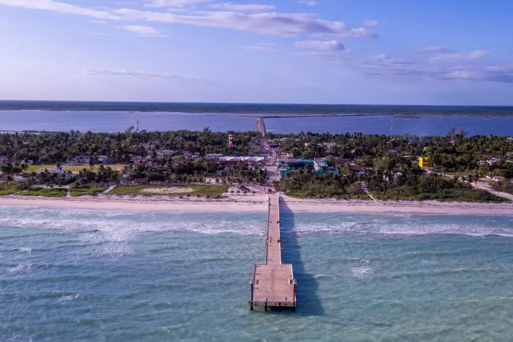 Aerial view of El Cuyo, Yucatán