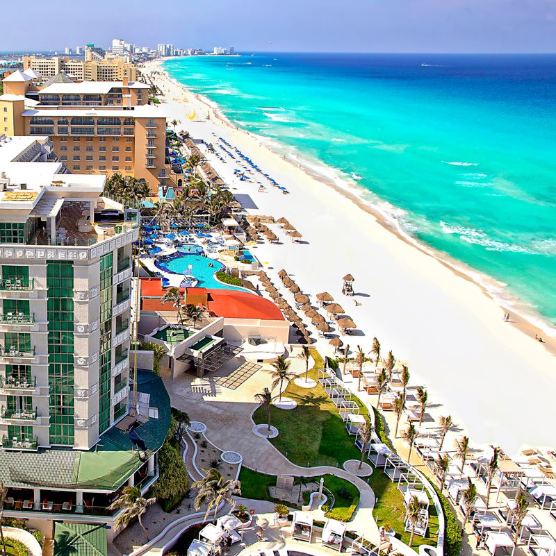 Resort hotels on Cancun beach