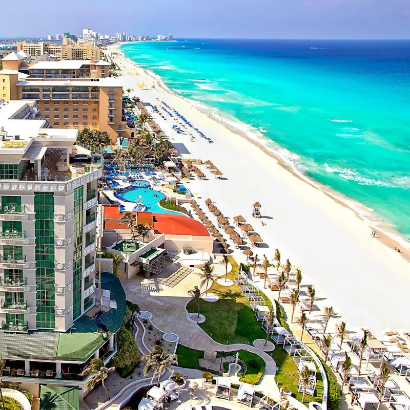 Resort hotels on Cancun beach