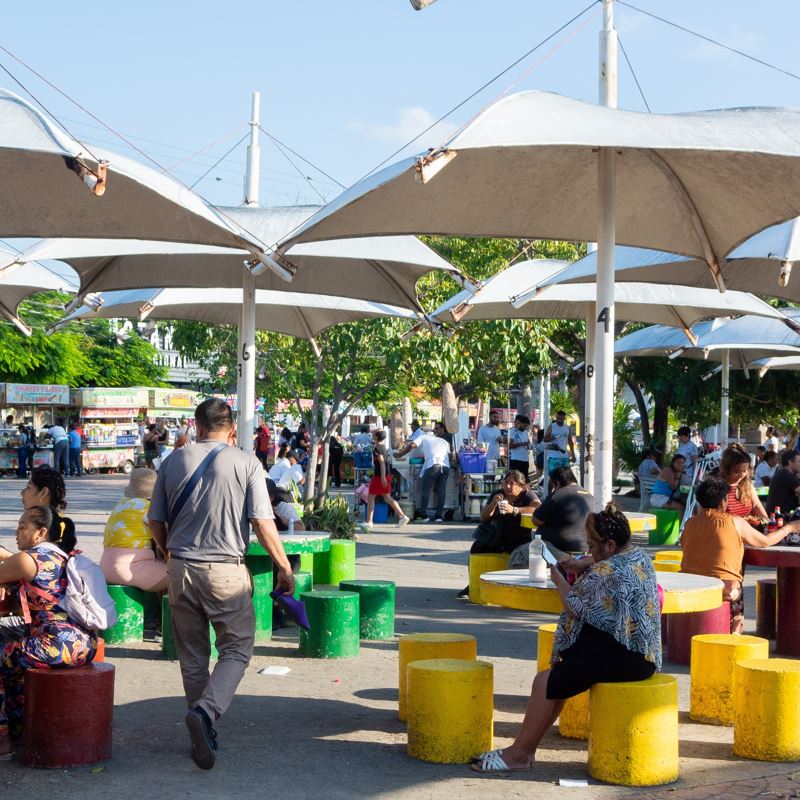 People at Parque de las Palapas, Cancun