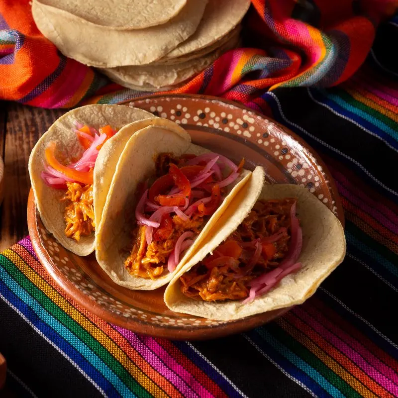 tacos on a table in mexico