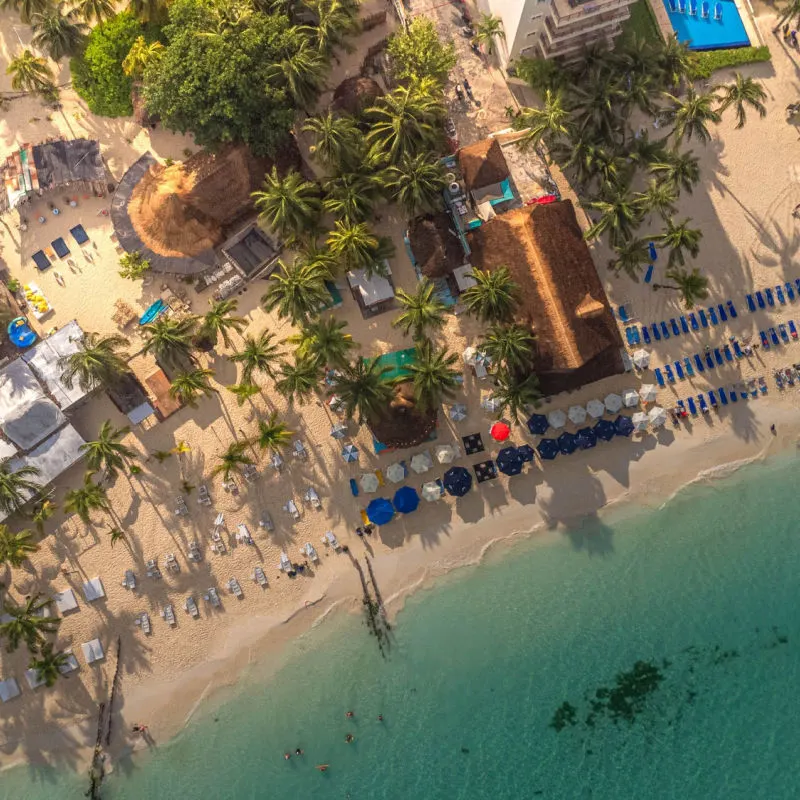 Aerial view of a resort area in Isla Mujeres