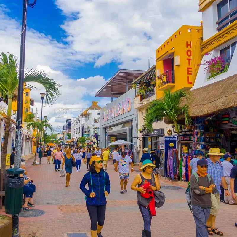 tourists walking in playa del carmen