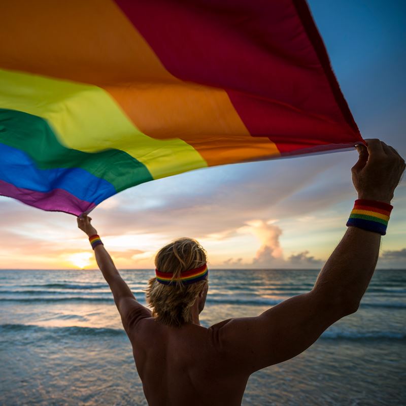 Pride flag at the beach