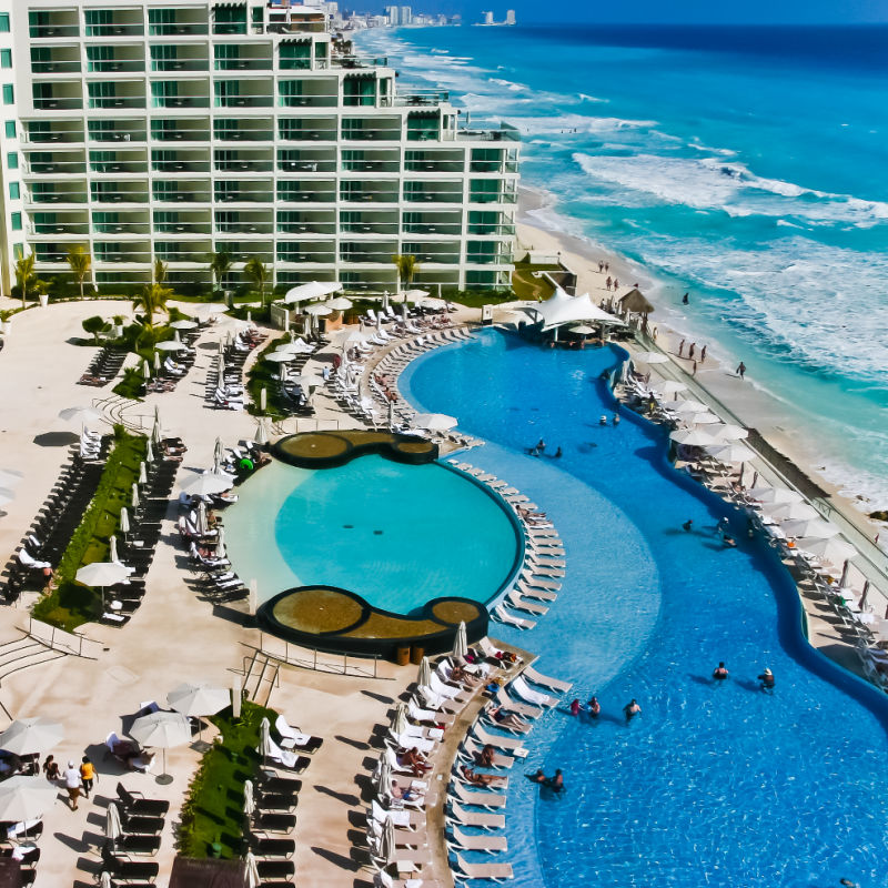 Pool and Beach at Live Aqua Beach Resort in Cancun, Mexico